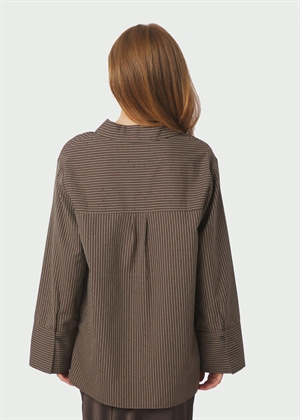 Dita striped line skjorte Dark Brown Neo Noir 